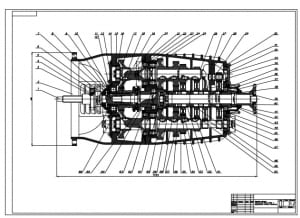          Сборочный чертёж коробки передач автомобиля КАМАЗ-5320 с разделением потока мощности, А1