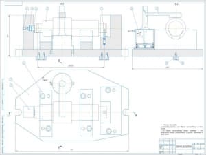 Технический чертеж станочного приспособления для сверления отверстий, А1