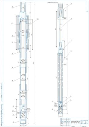 Сборочный чертеж скважинного штангового насоса НВ1Б-29-23-15-1, А1