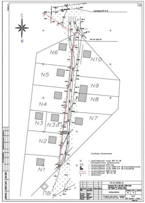 Поопорная схема трассы с привязкой к топографическому плану А2 