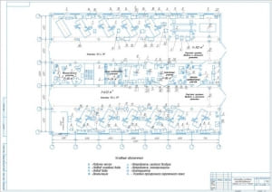 Чертёж планировки основного производственного корпуса по ТО и Р машин А1
