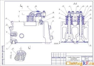 чертеж головка блока двигателя КамАЗ (формат А3)