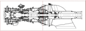 Чертёж общего вида двигателя авиационного модификации Д-136