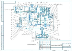 Чертеж кинематической схемы зубодолбежного вертикального станка-полуавтомата модификации 5М150, А3