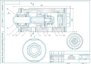 Сборочный чертеж механического клапана, А3