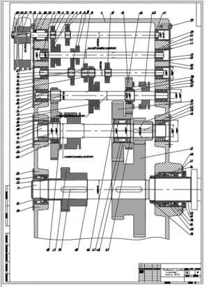 Сборочный чертеж развертки коробки скоростей токарно-винторезного станка 16К20, А1