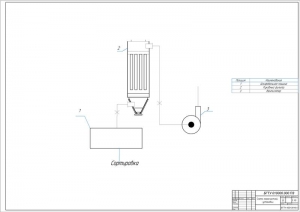 1.	Чертеж схемы газоочистной установки, с элементами: шлифовальная машина, рукавный фильтр, вентилятор