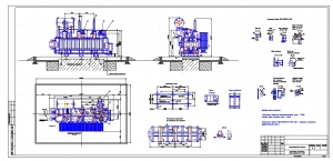 Чертеж установки реактора РТДУ-25000/110-УХЛ1. Планировка, разрезы, узлы. А3х3