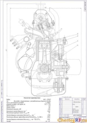 Чертеж бензинового двигателя автомобиля ВАЗ-21214