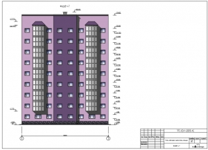 1.	Чертеж фасада 9-этажной жилой блок-секции с поэтажными отметками высоты