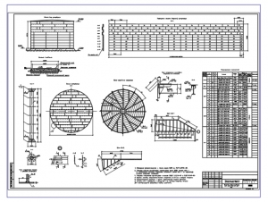 Сборочный чертеж конструкции вертикального цилиндрического резервуара объёмом 10000 м3, А1