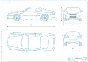 Чертеж общего вида гибридного автомобиля на базе Nissan Skyline, А1