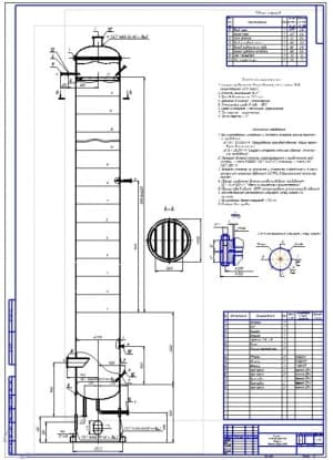 2.	Чертеж общего вида колонны ректификационной диаметром 1200 мм (формат А1)