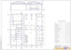 Архитектурно-строительный чертеж компоновочного плана помещения ПК