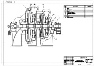 2.	Сборочный чертеж центробежного компрессора в продольном разрезе с позициями