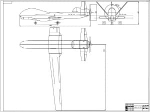 2.	Сборочный чертеж конструкции беспилотника (БПЛА) в трех проекциях