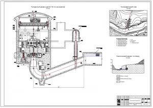 2.	Поперечный разрез здания по оси агрегата, с топографическим планом и геологическим разрезом по створу, А1