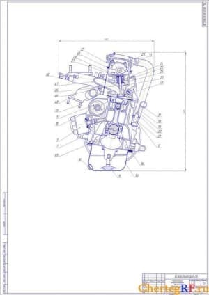 Чертеж поперечного разреза двигателя (формат А1 )