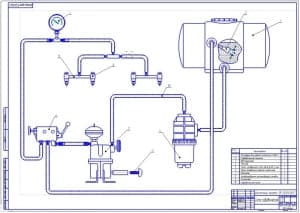 2.	Гидравлическая схема (формат А1): резервуар для рабочей жидкости объемом 300 литров, гидравлическая мешалка, ВОИ трактора, фильтр