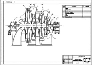 3.	Сборочный чертеж центробежного компрессора с продольным разрезом