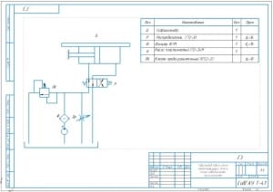 3.	Принципиальная гидравлическая схема гидропривода подачи стола металлорежущего станка на формате А3 
