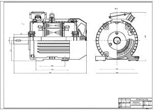 3.	Чертеж СБ двигателя асинхронного с короткозамкнутым ротором в масштабе 1:2 в двух проекциях – вид спереди и вид сбоку (формат А1)