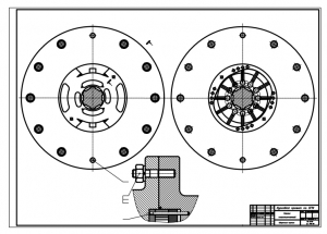 4.	Сборочный чертеж насоса, вид на ротор и статор сбоку