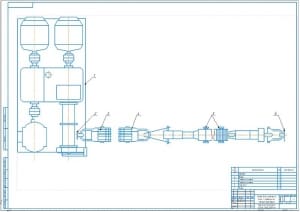 4.	Схема расположения частей оборудования стенда для извлечения вала с турбиной из корпуса турбобура А1 