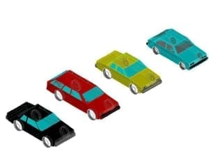 6.	Общего вида чертеж четырех автомобилей легковых в 3D формате