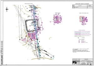 План рельефа, сводный план инженерных сетей, экспликация зданий и сооружений, разбивочный план, условные обозначения А1