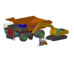 8.	Чертеж вида общего автомобиля грузового, экскаватора и погрузчика в 3D формате