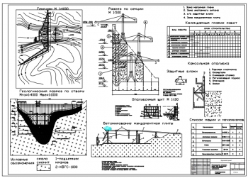 Чертежи бетонных работ при возведении гидротехнических сооружений