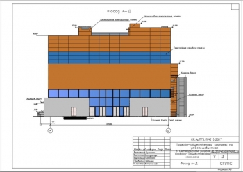11.	Архитектурный чертеж фасада здания в осях А-Д формата А3 