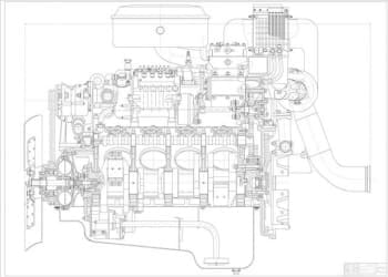 Чертеж вид общий двигатель 8ЧН12 BMW