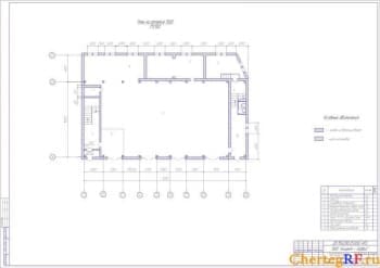 Архитектурно-строительный чертеж плана на отметке 1500 производственного корпуса