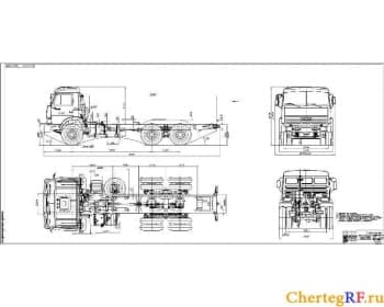 Габаритный чертеж автомобильного шасси КАМАЗ-53215 2