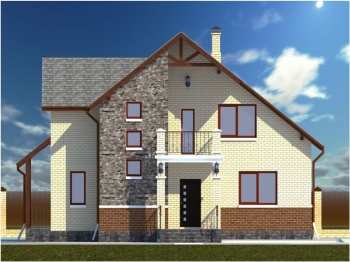 14.	3-D модель фасада дома со стороны входа