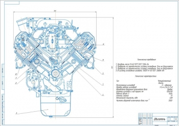 1.	Чертеж двигателя в сборе А1 тягача 12ЧН12/13 на базе В-59 УМС