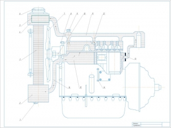 Жидкостная система охлаждения дизеля типа СМД-21
