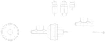 Схематичный чертеж вакуумного усилителя тормозов автомобиля марки ВАЗ-2103