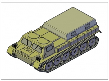 3D-чертеж гусеничного вездехода типа ГАЗ-71