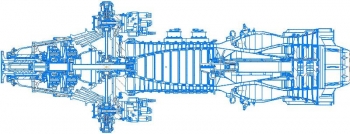 Чертеж авиационного двигателя турбовинтового типа АИ-20