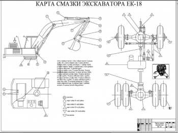 Чертеж карты смазки экскаватора ЕК-18