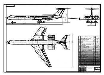 Чертеж самолёта Ил-62