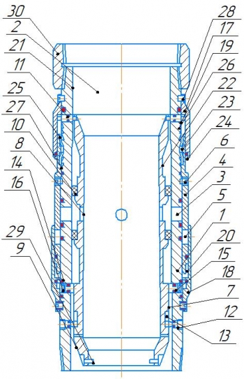 Схема муфты для ступенчатого цементирования скважин