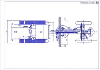 2.	Общий вид улучшенного автогрейдера ДЗ-122Б с повышенной производительностью вид сверху А1