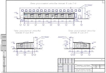 29.	Чертеж схемы расположения стеновых панелей в осях 1-8, А-В, В-А, с указанными размерами и отметками (формат А3)