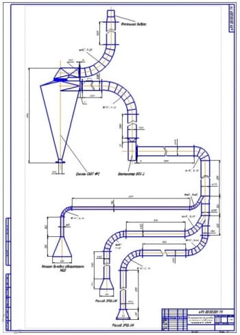 2.	Монтажная схема аспирационной установка размольного отделения мукомольного завода (формат А1)