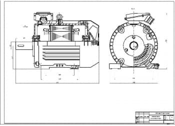 4.	Чертеж сборочный двигателя асинхронного с короткозамкнутым ротором в масштабе 1:2, с указанием всех размеров, в двух проекциях – вид сбоку и вид спереди (формат А1)