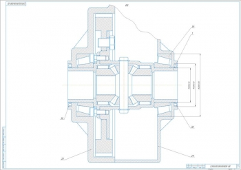 4.	Рабочий чертеж роботизированной коробки передач А1 в разрезе  Б:Б 